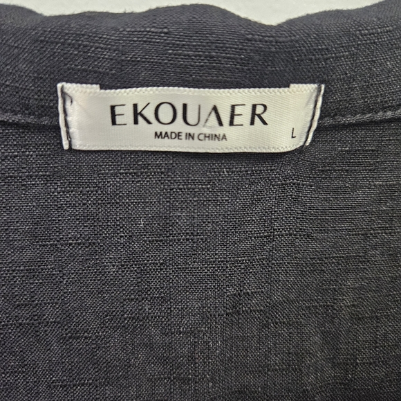 Womens Black Button-Up Shirt and Shorts Set Summer Set Large - Picture 8 of 8